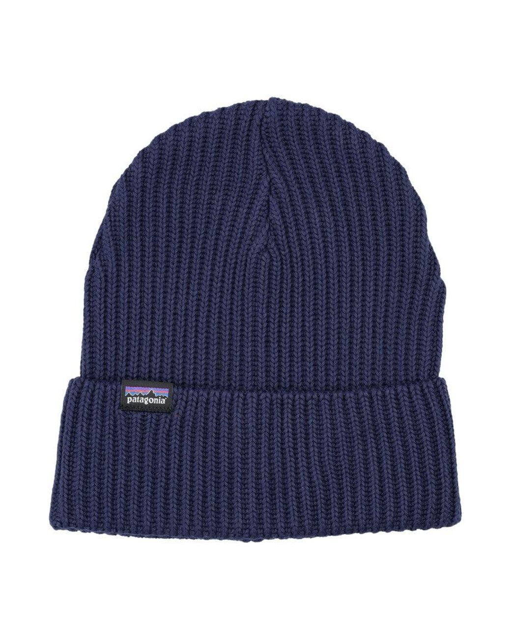 Patagonia Blue Fisherman Rolled Beanie Hat for men