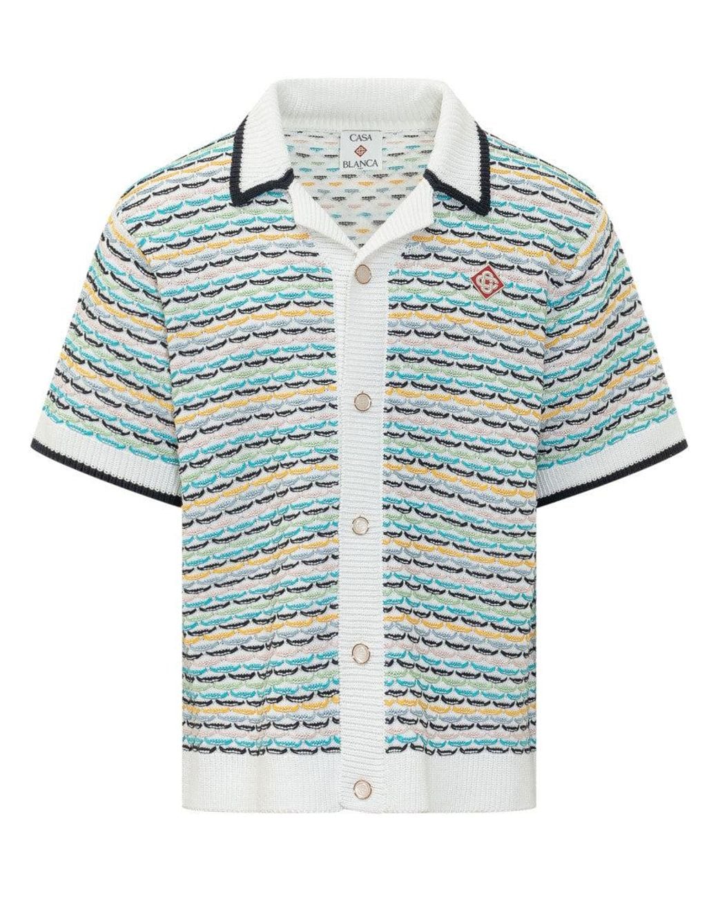 Casablanca Blue Regular Knitted Shirt for men
