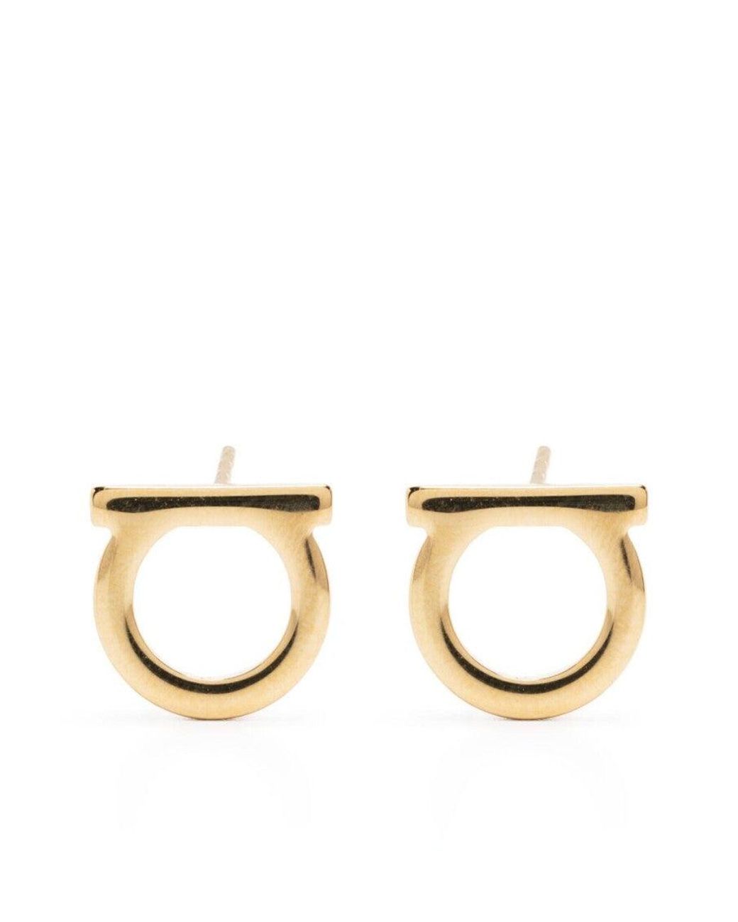Ferragamo Metallic Golden Gancini Earrings