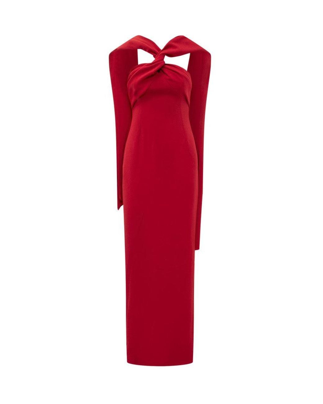 Solace London Red Halter Neck Maxi Dress