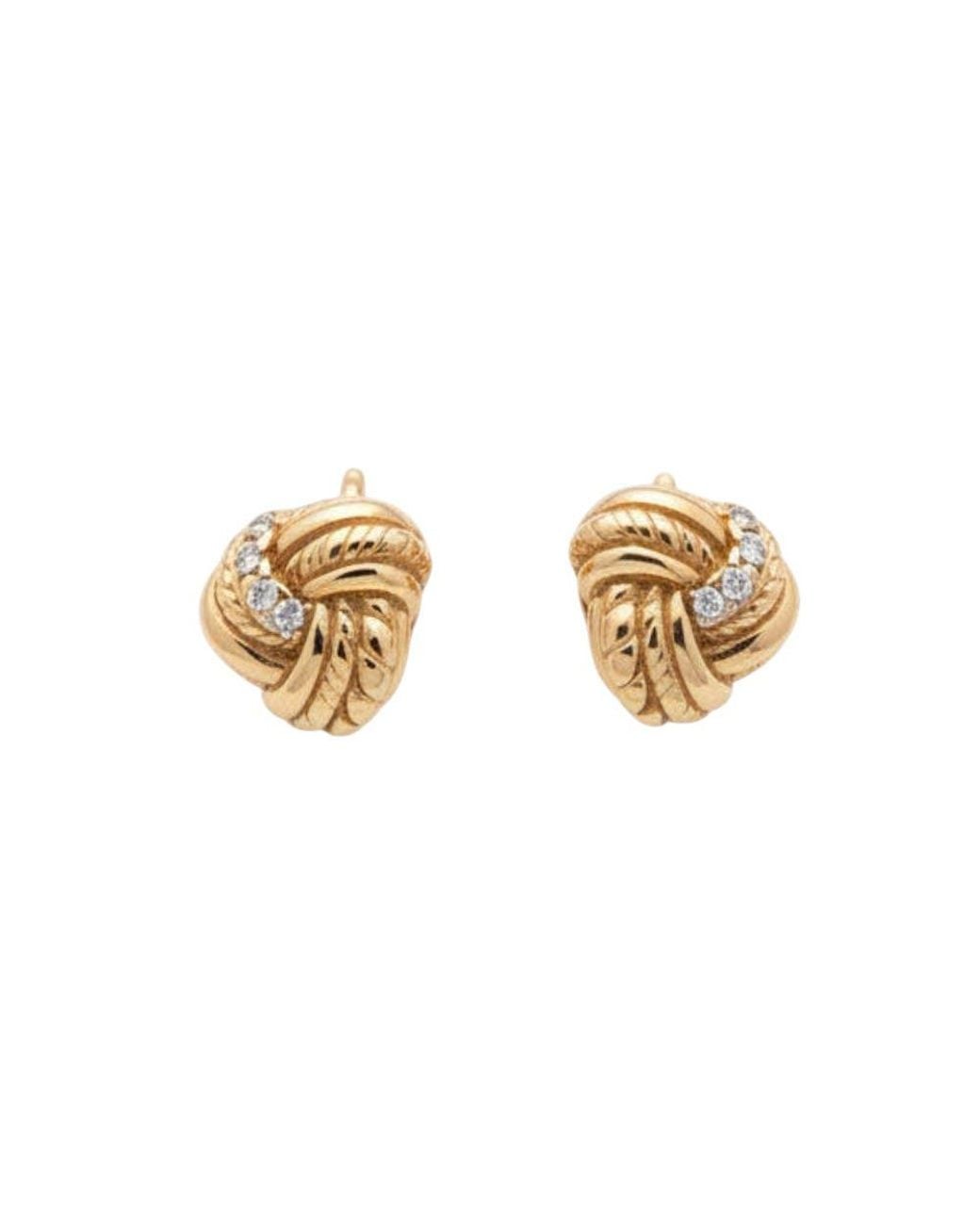 Bottega Veneta Metallic Golden Intreccio Stud Earrings