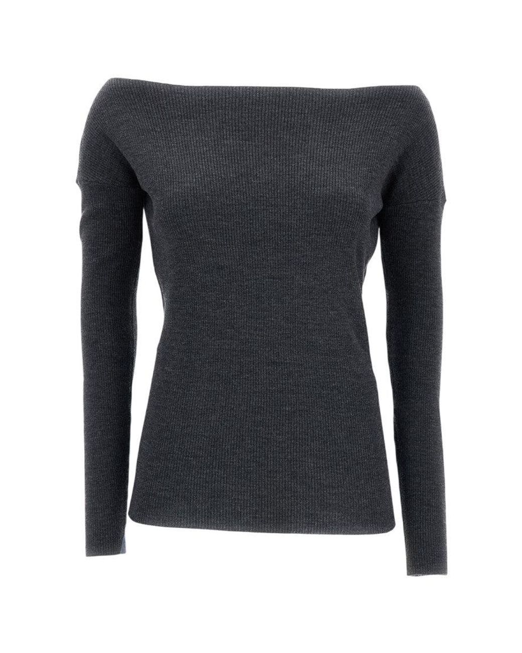 P.A.R.O.S.H. Black Dark Knitted Boat Neck Sweater