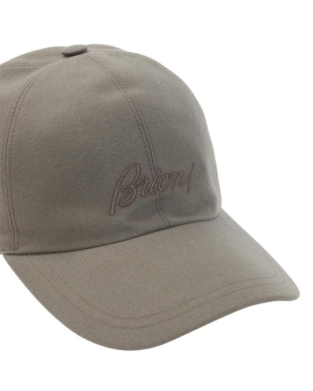 Brioni Gray Khaki Logo Baseball Cap for men