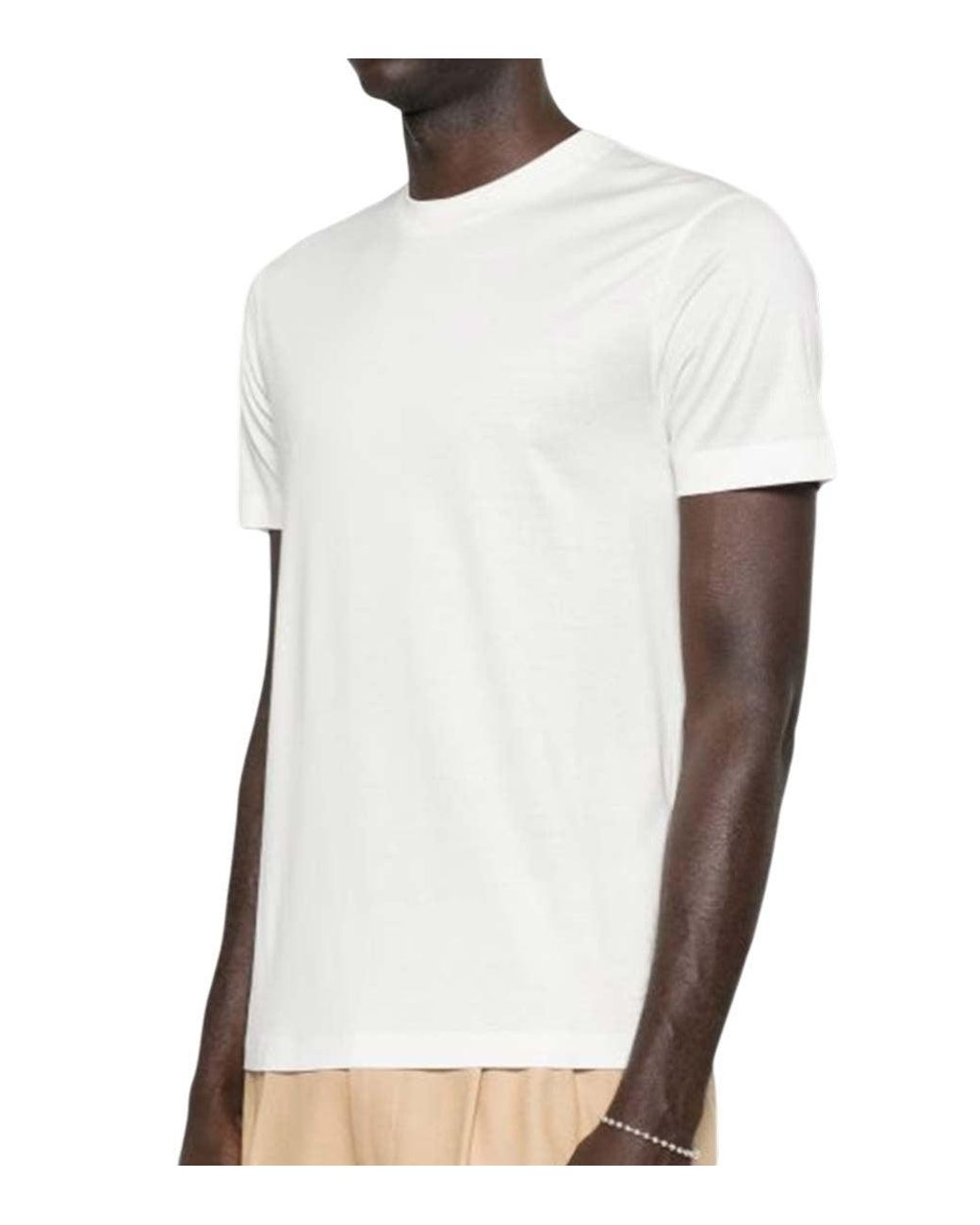 Emporio Armani White Solid Crew Neck T-Shirt for men