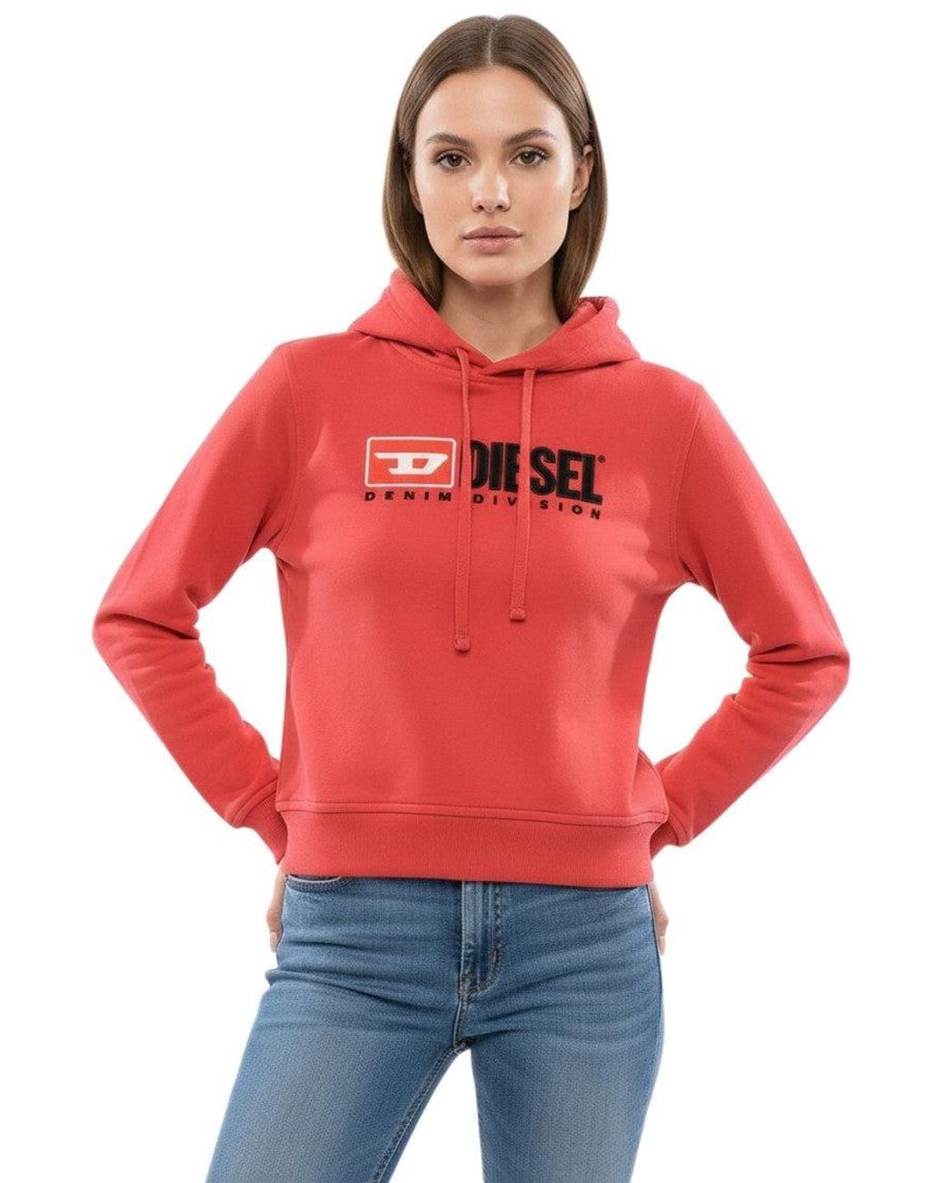 DIESEL Red Logo Hood Sweatshirt