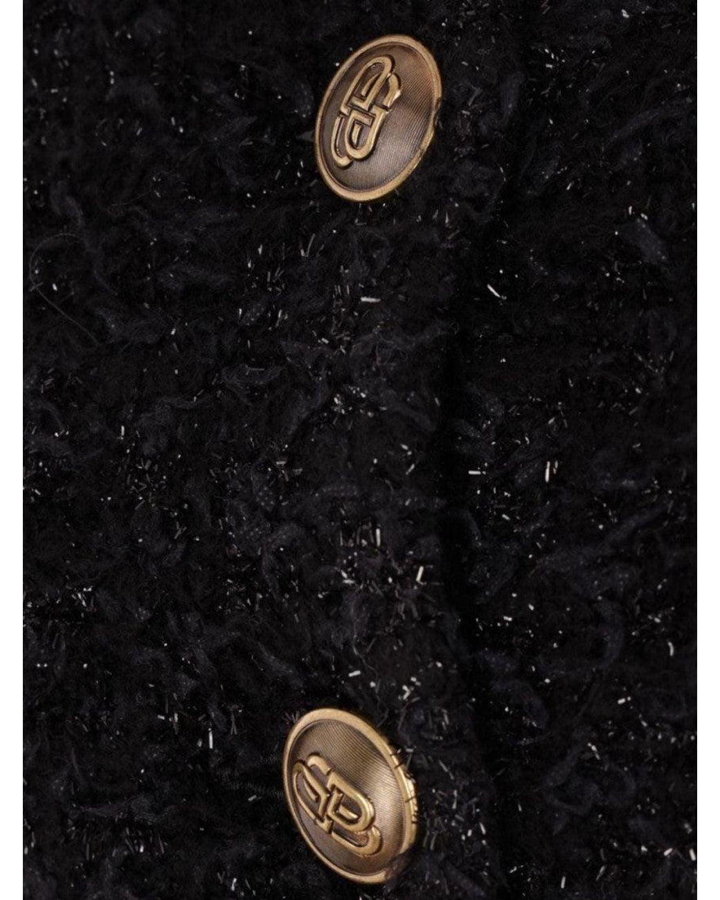 Balenciaga Black Cropped Tweed Cardigan