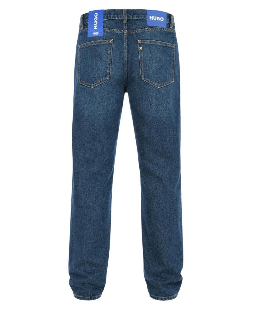HUGO Blue Straight Mid Rise Jeans for men