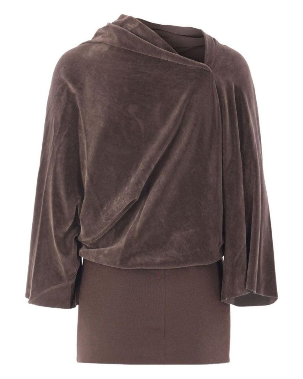 Rick Owens Brown Solid Cowl Neck Top