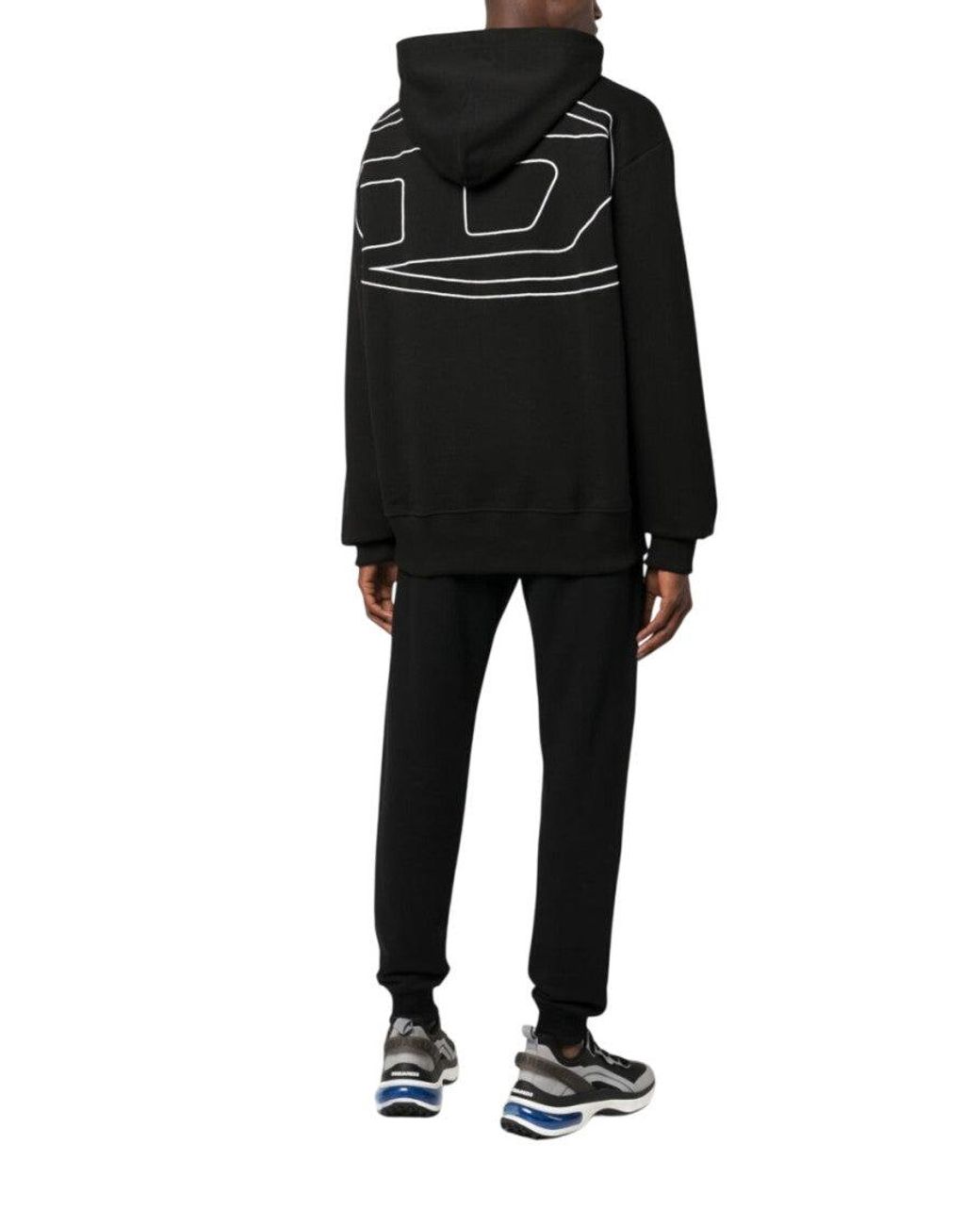 DIESEL Black Regular Logo Hoodie for men