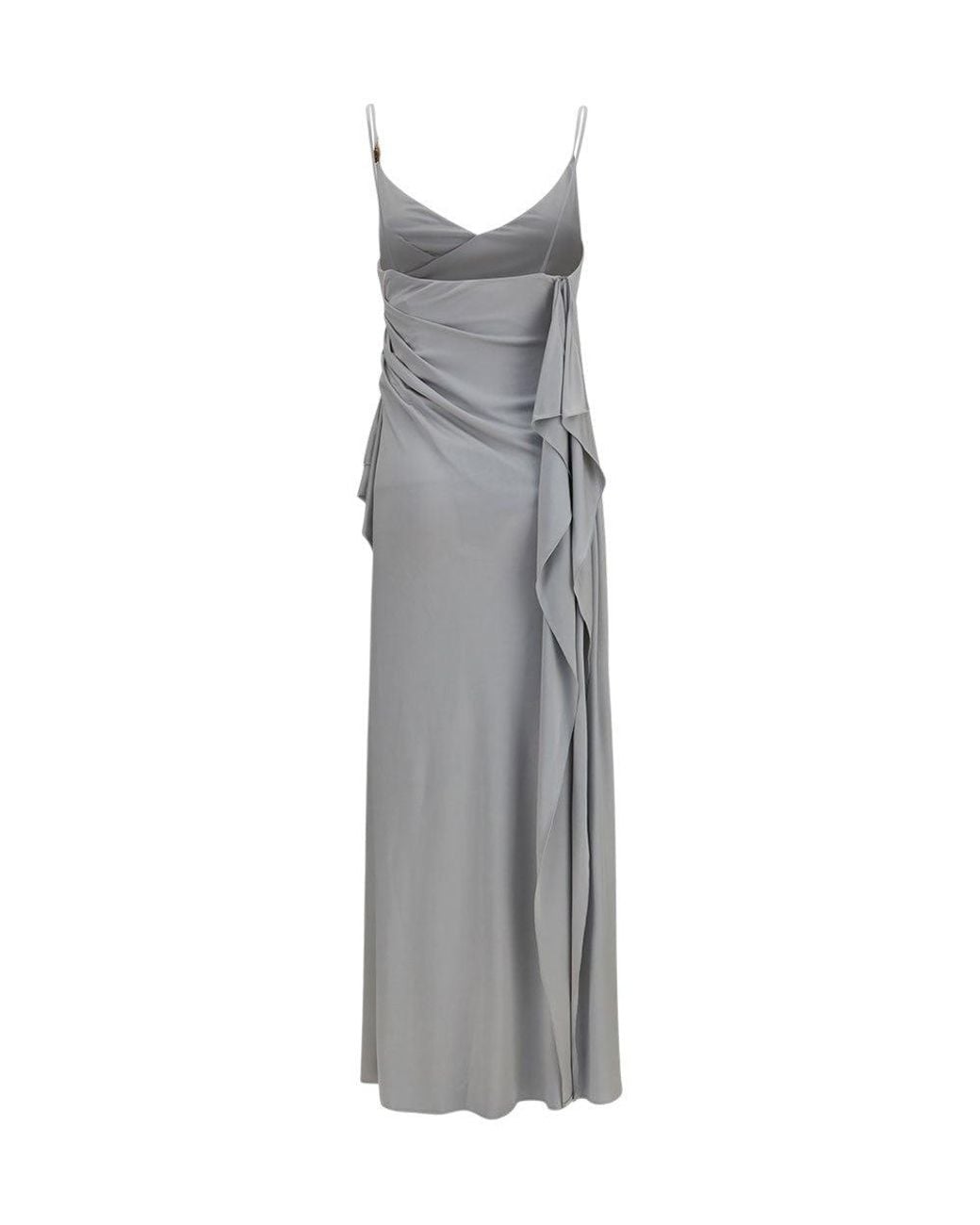 Versace Gray V Neck Maxi Dress