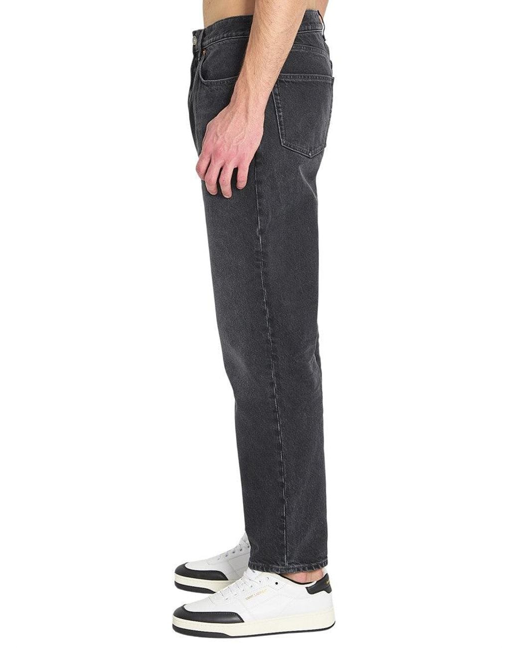 Saint Laurent Blue Straight Mid Rise Jeans for men