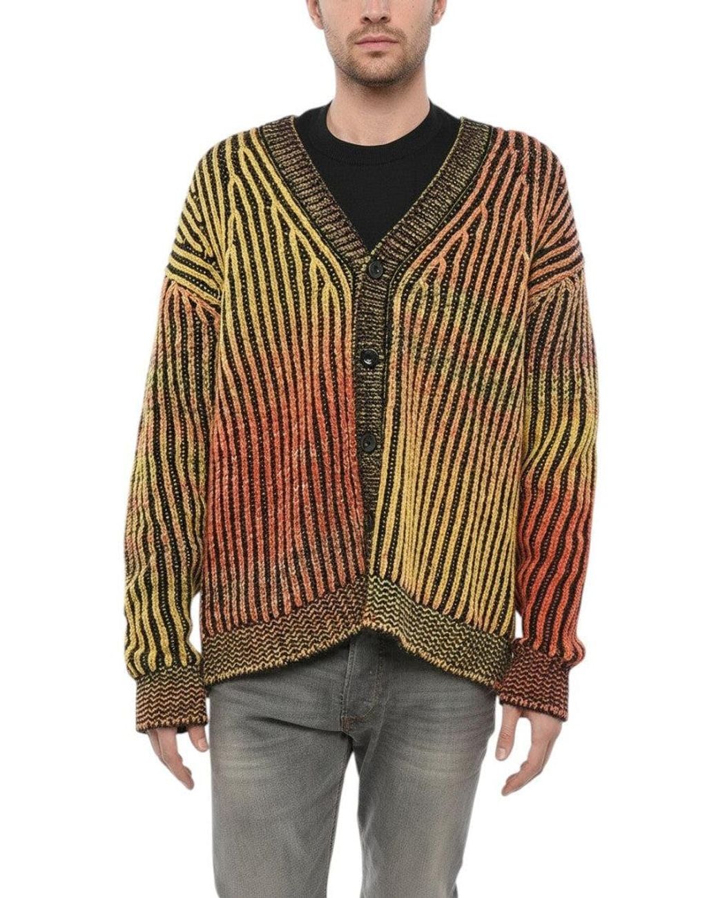 DIESEL Brown V Neck Cardigan for men