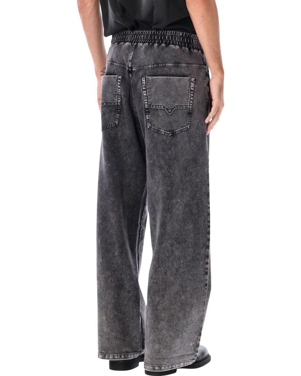 DIESEL Black Relaxed Drawstring Jeans for men