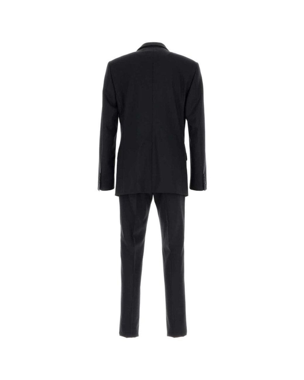 Dolce & Gabbana Black Solid Peaked Lapel Suit for men