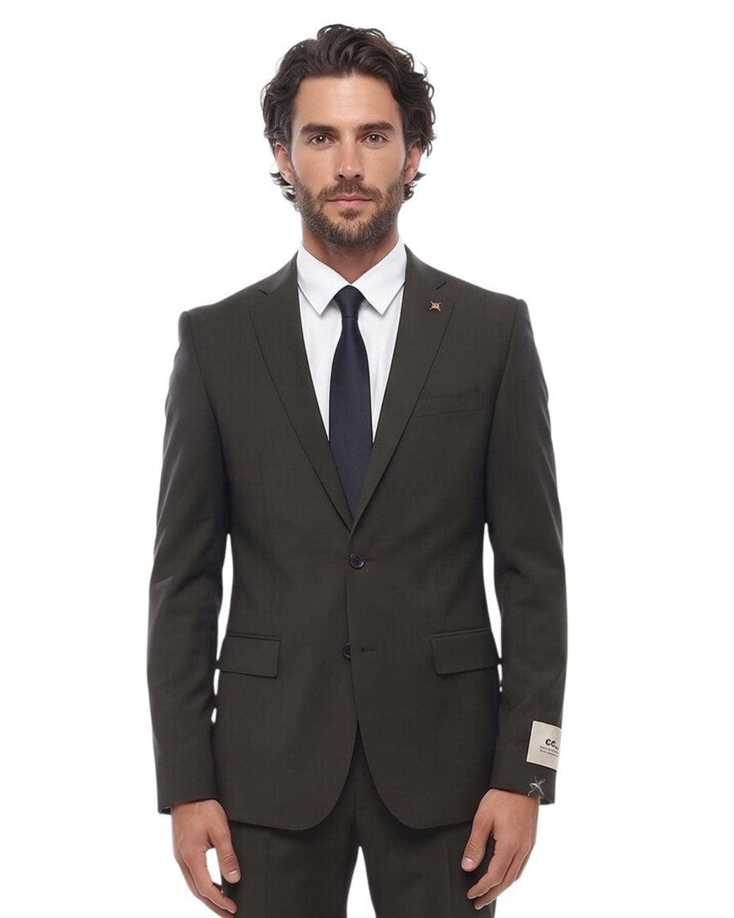 Corneliani Black Notched Lapel Suit for men