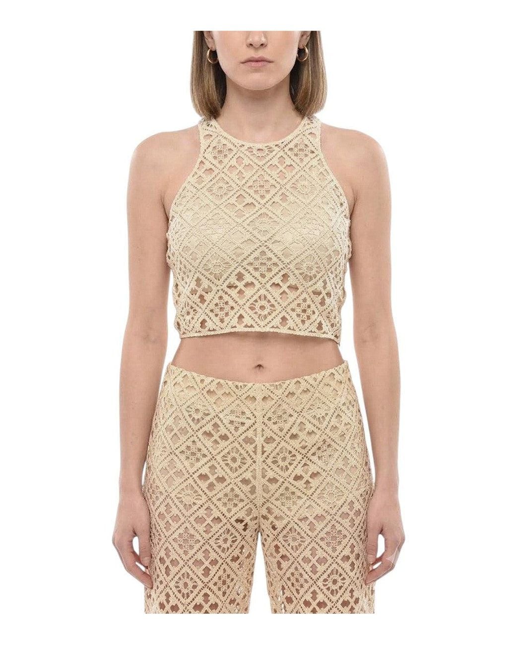 Off-White c/o Virgil Abloh Natural Crochet Halter Neck Top