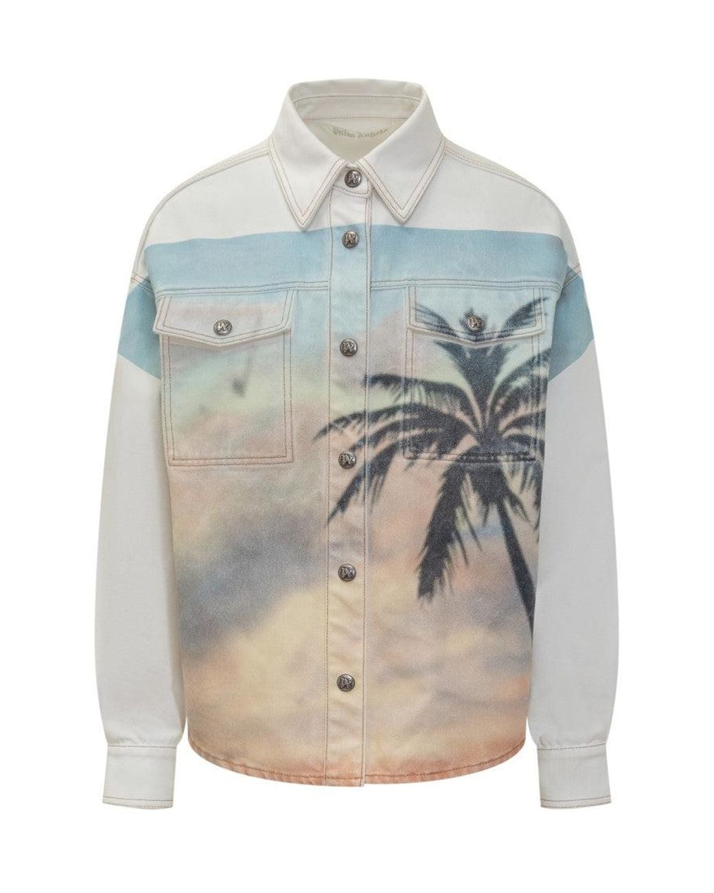 Palm Angels Gray Sunrise Overshirt