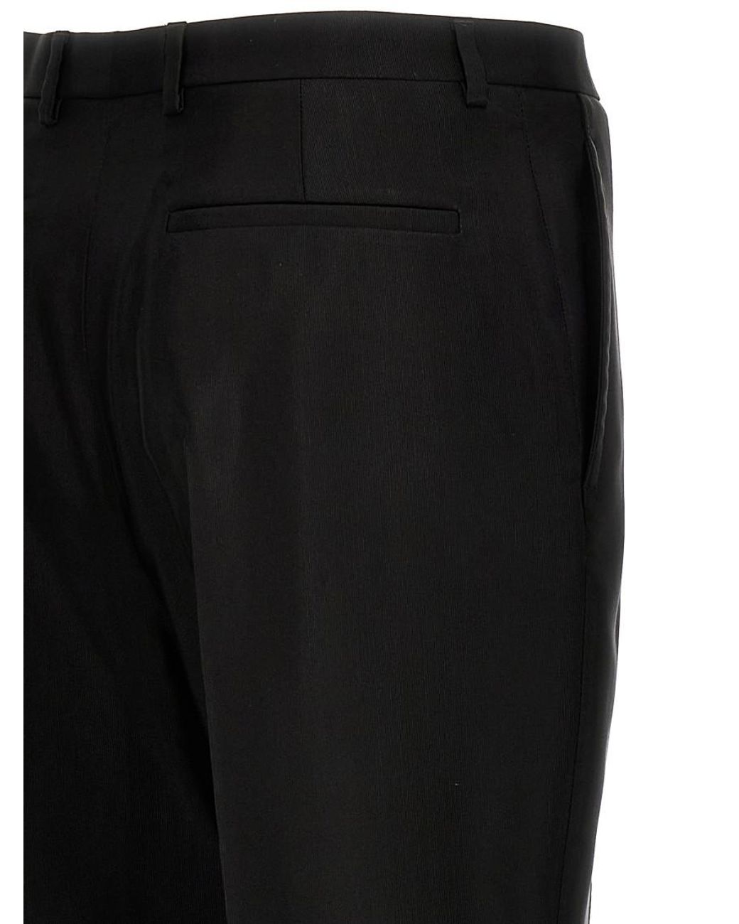 Saint Laurent Black Faille Wool-Blend Straight-Leg Pants for men
