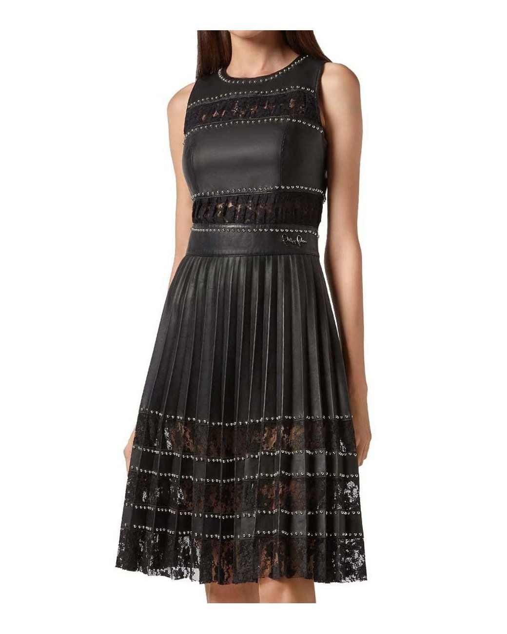 Philipp Plein Black Lace Detail Dress