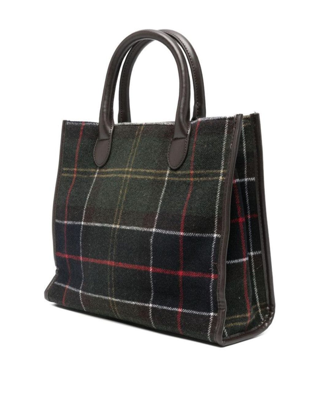Barbour Black Tartan Wool 'Barrhill' Tote Bag