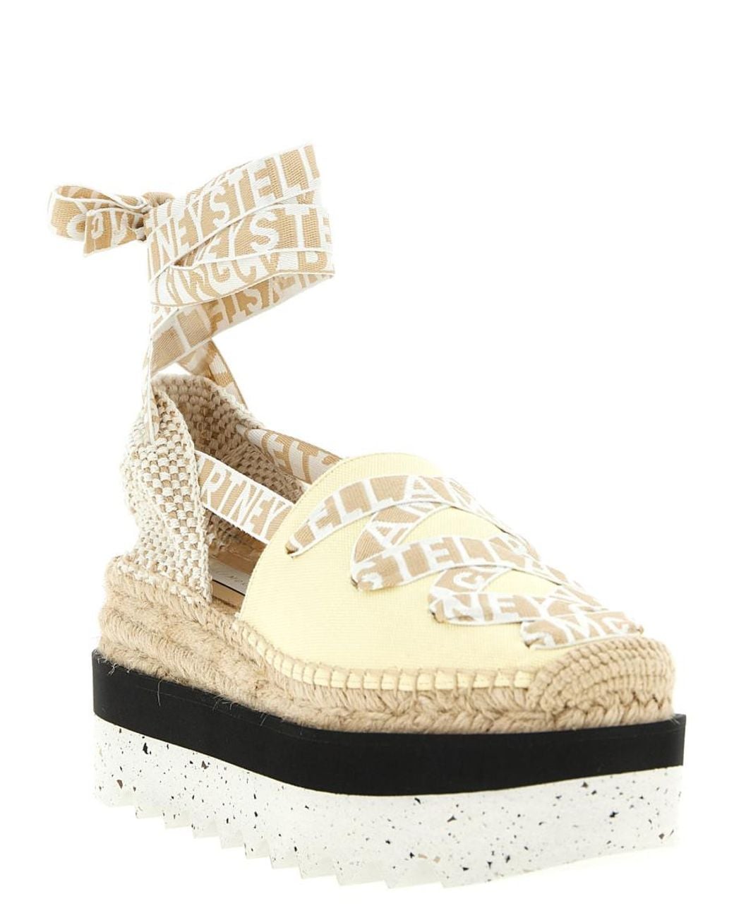 Stella McCartney Natural Logo Espadrille Wedges