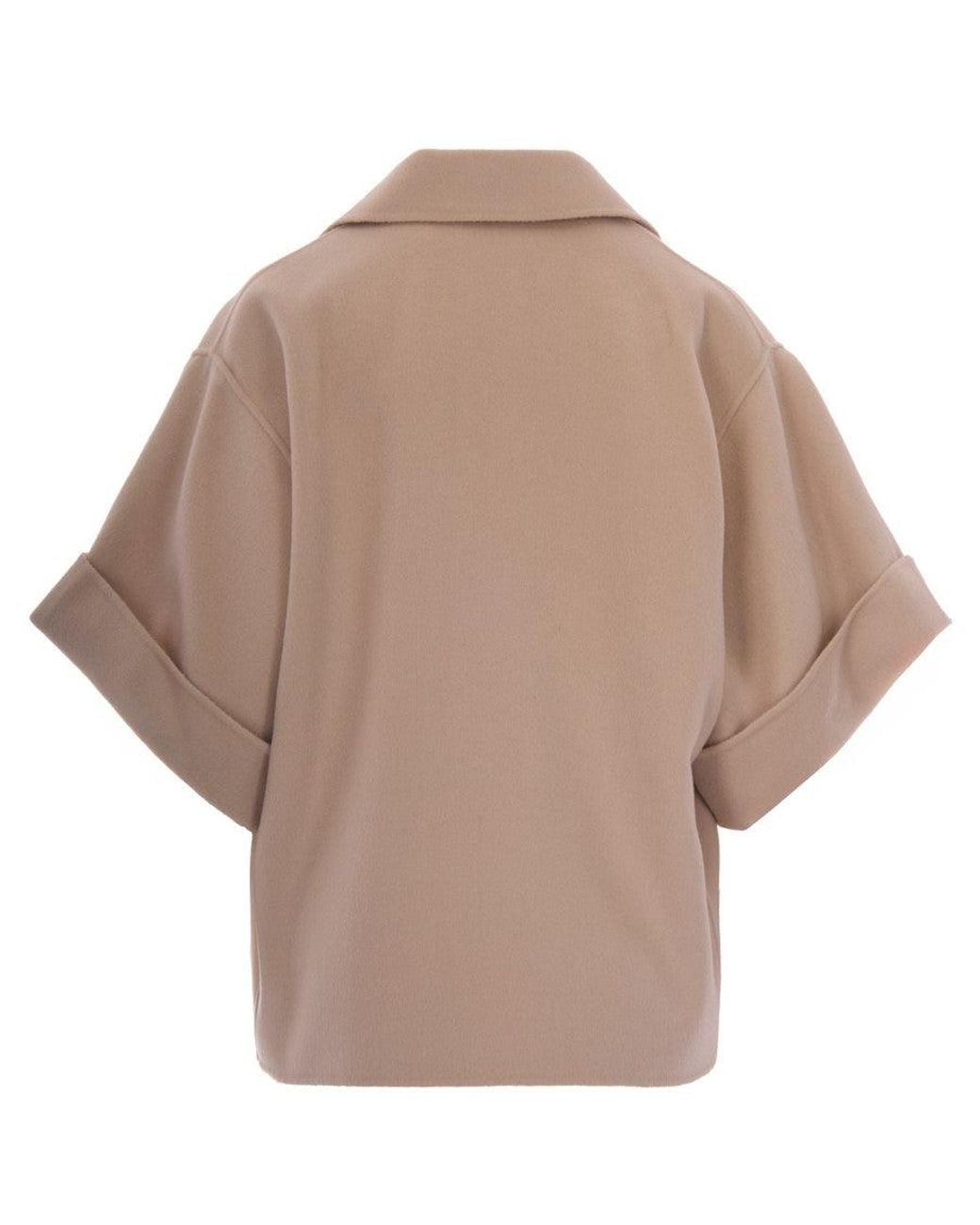 Max Mara Natural Solid Notched Lapel Trench Coat