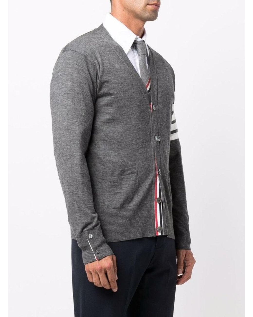 Thom Browne Gray Wool Cardigan for men