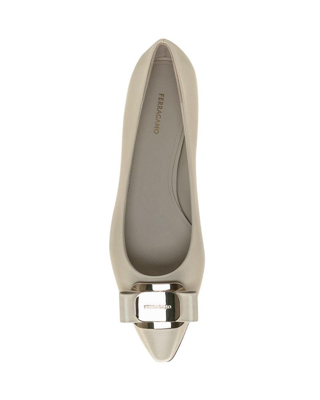 Ferragamo White Elegant Mini Ballerina Flats