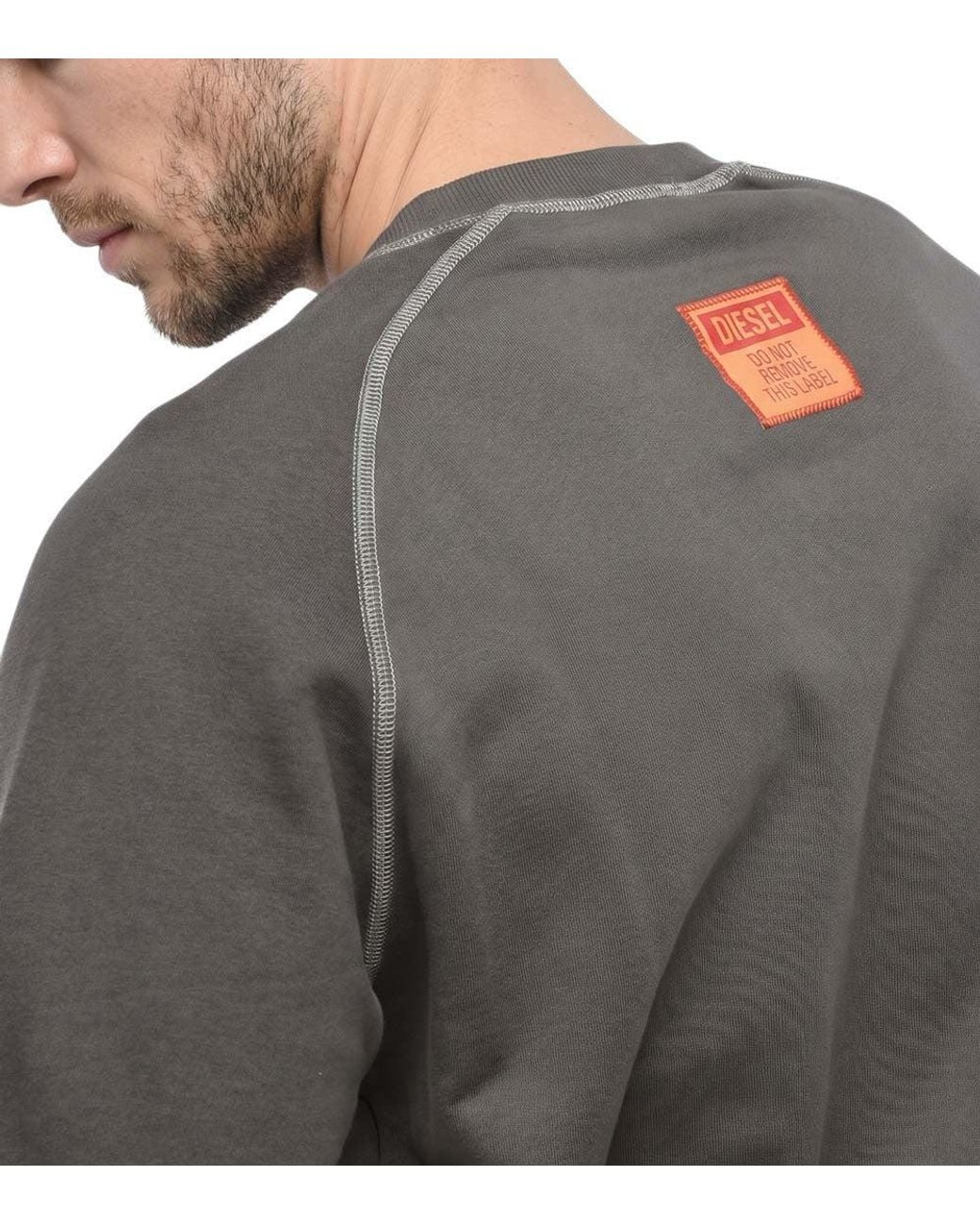 DIESEL Gray Crew Neck Sweatshirt for men