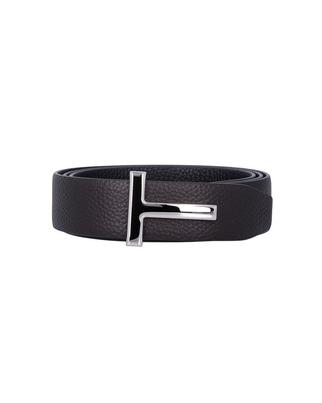 Tom Ford Black T Logo Belt for men
