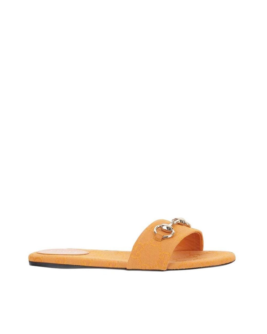 Gucci Orange Logo Flats