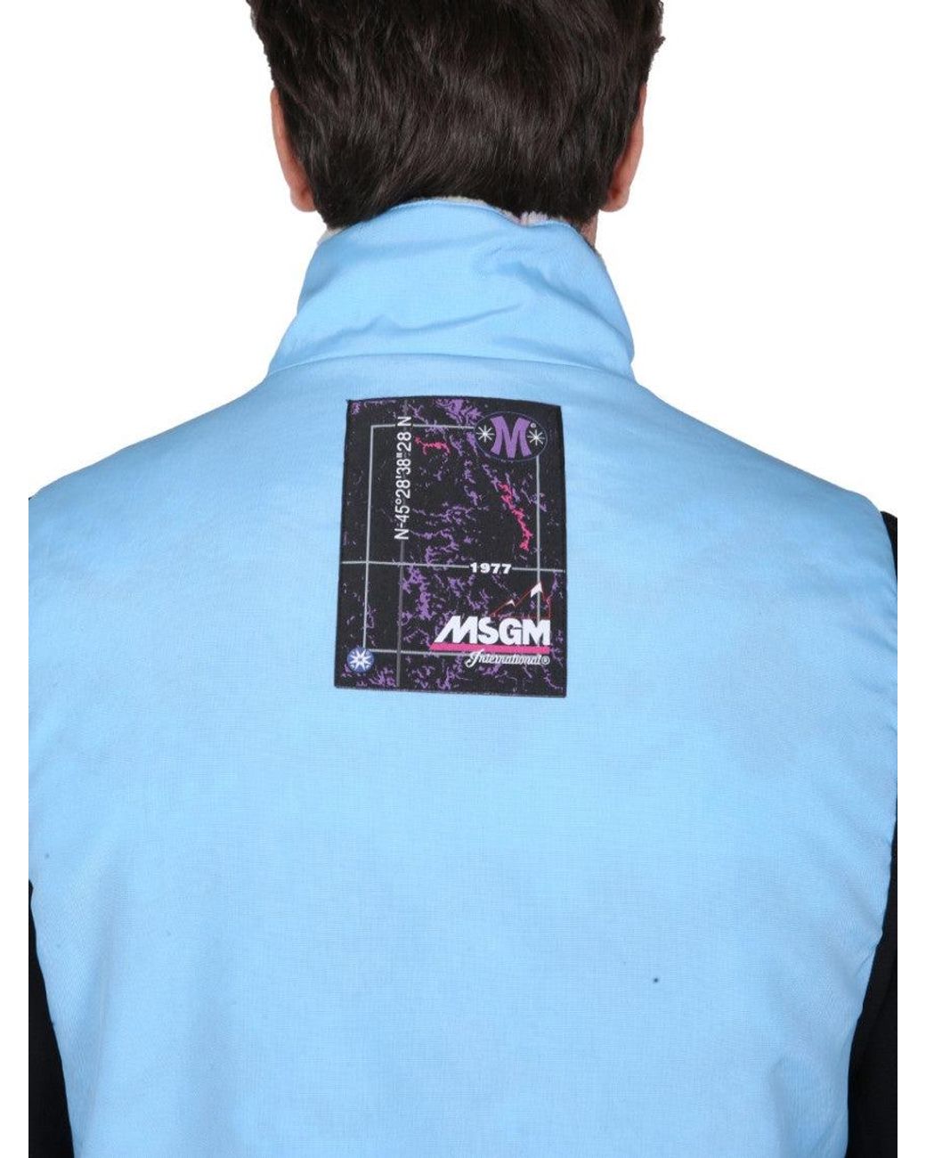 MSGM Blue Reversible Vest Jacket for men