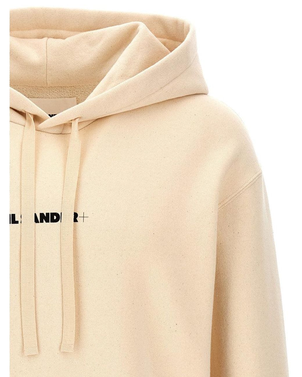 Jil Sander Natural Logo Print Hoodie for men