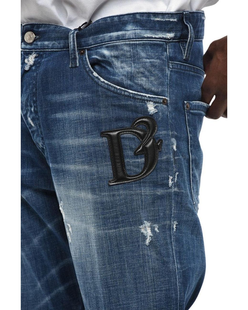 DSquared² Blue Slim Distressed Jeans for men