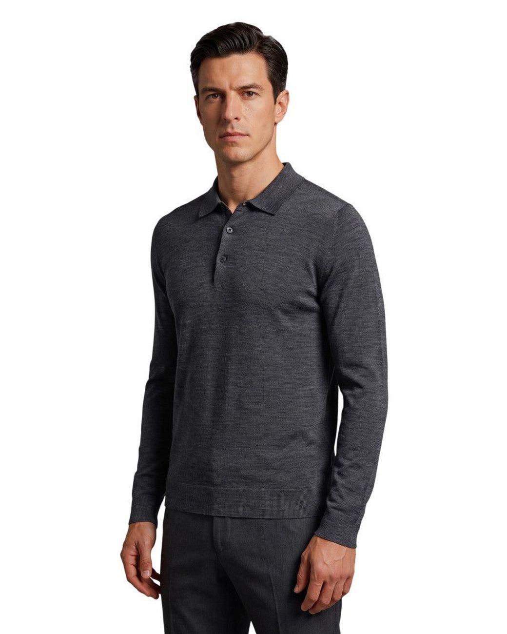 John Smedley Blue Dark Polo Sweater for men