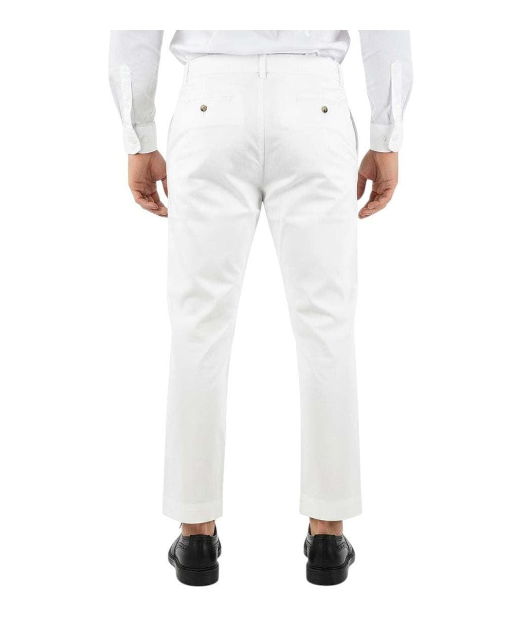 Woolrich White Flat Front Trousers for men