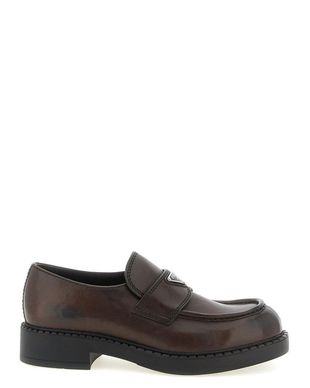 Prada Brown Leather Loafers for men