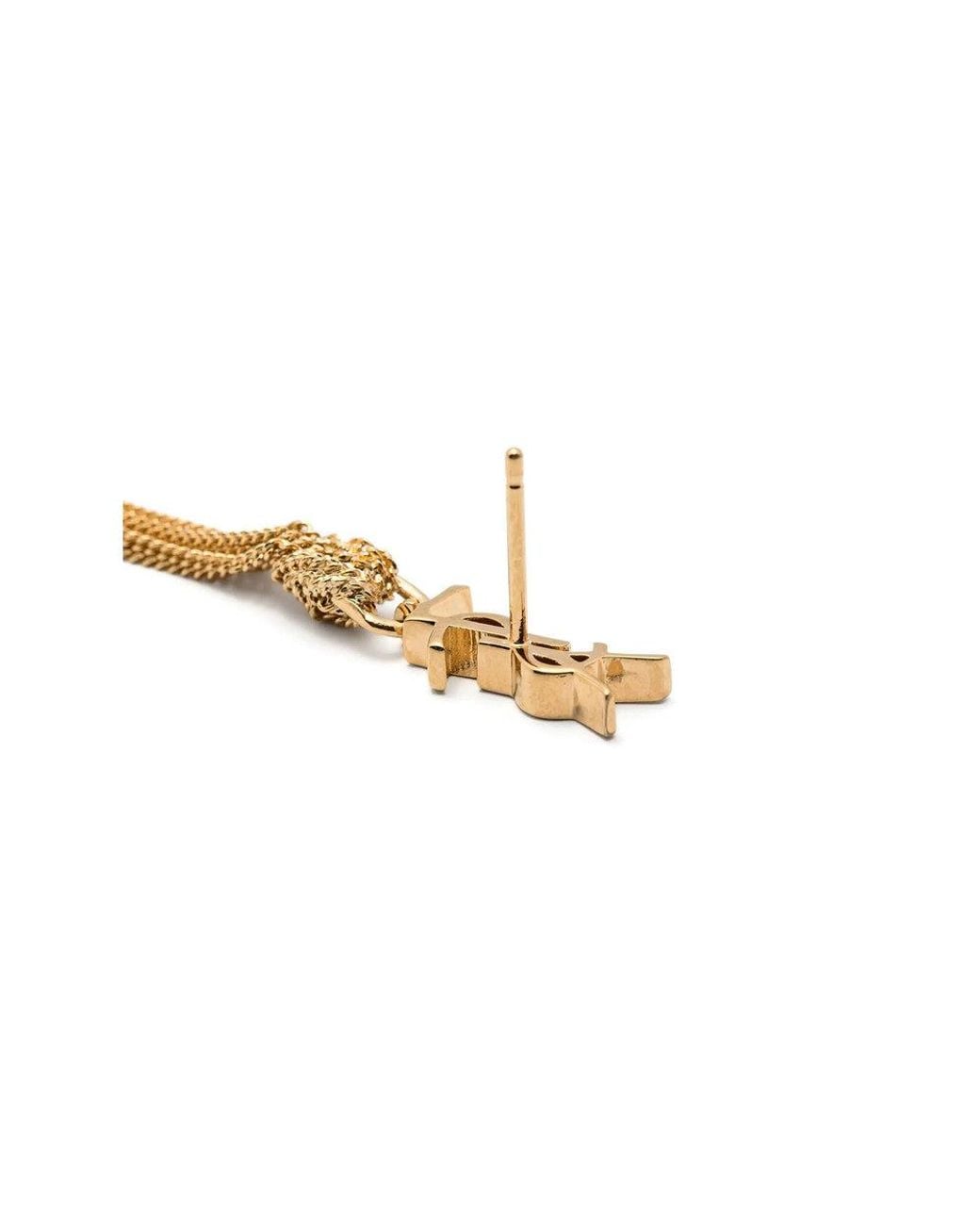 Saint Laurent Metallic Golden Cassandre Dangler Earrings