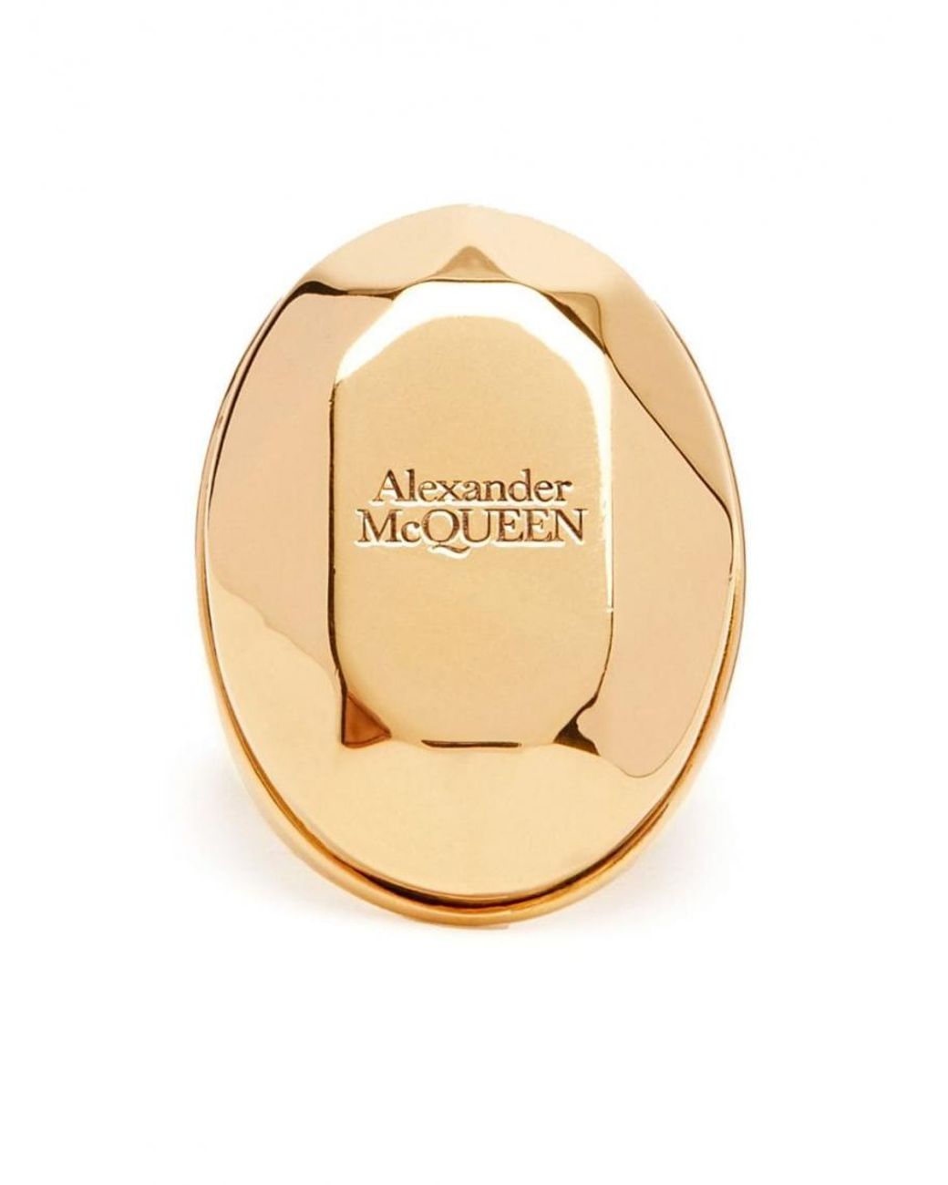McQueen Metallic Stone Logo Ring