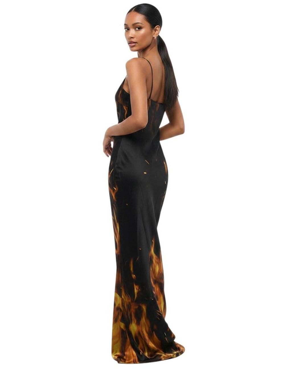 Balmain Black Printed Cowl Neck Maxi Dress
