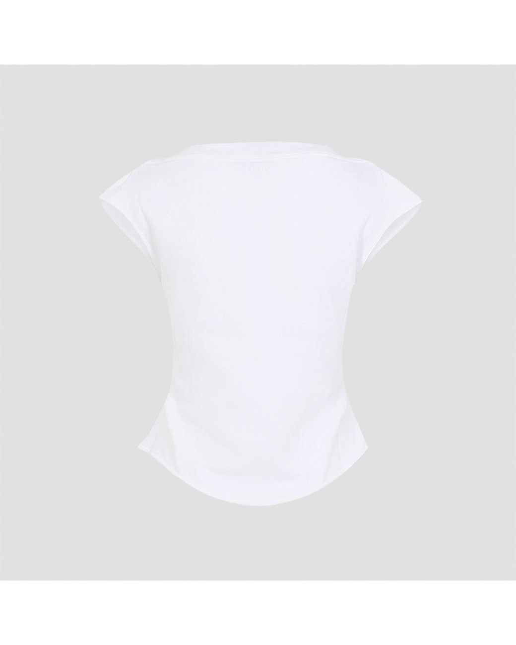 Alaïa White Boat-Neckline T-Shirt