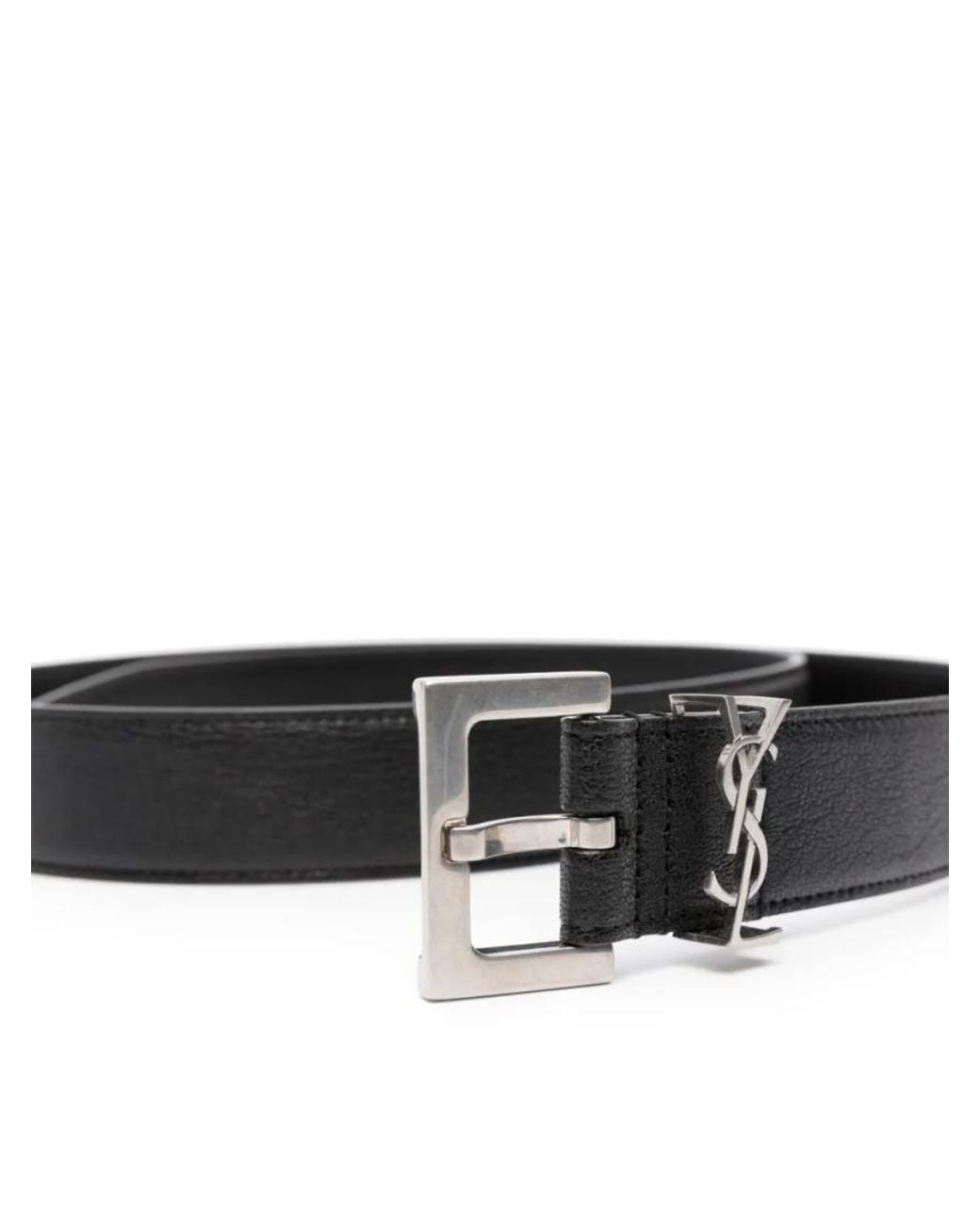 Saint Laurent Black Logo Buckle Belt for men