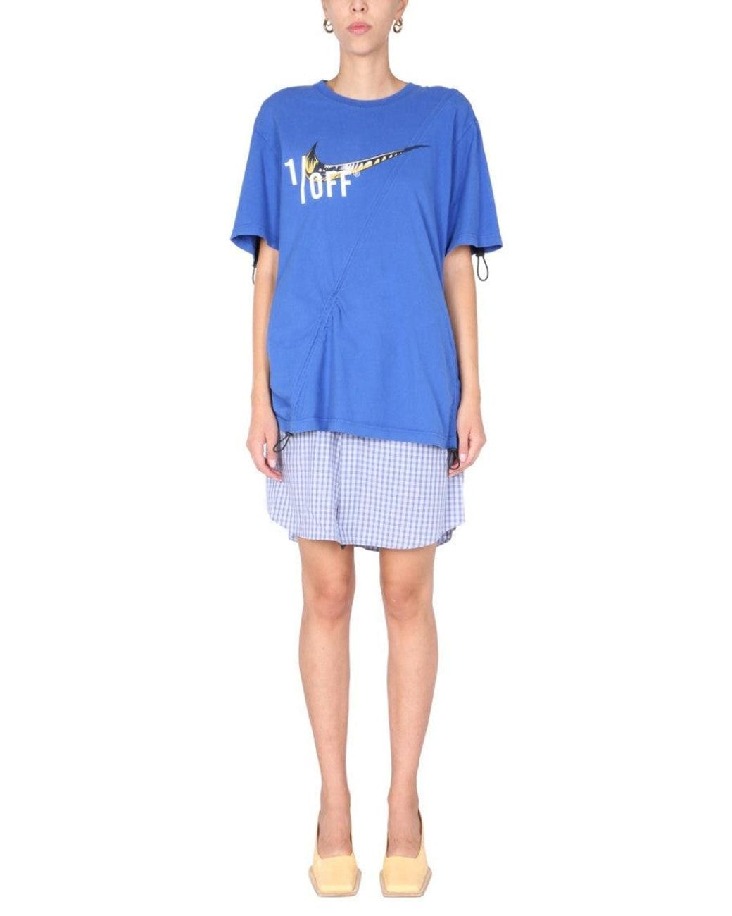 1/OFF Blue Graphic Crew Neck Dress
