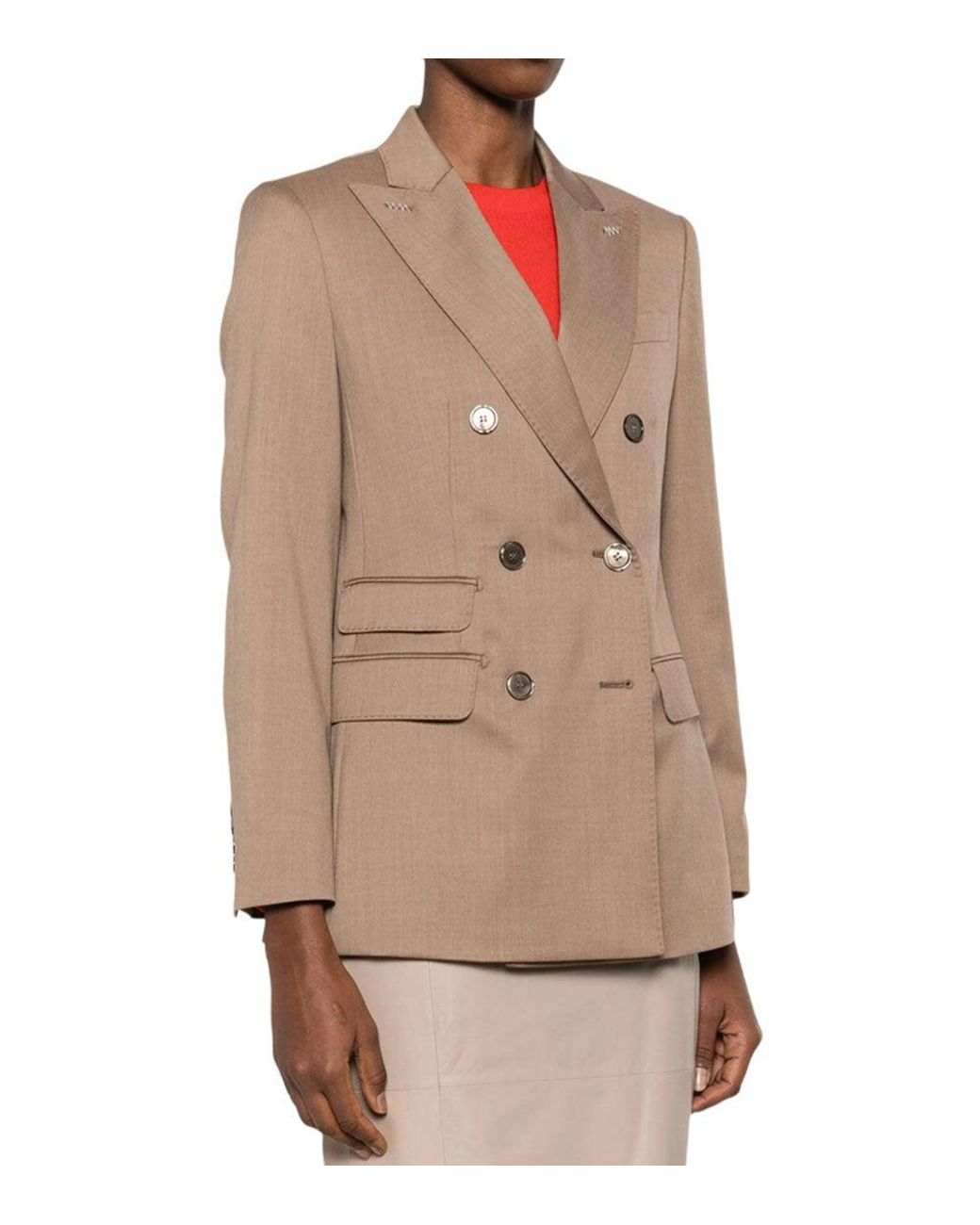 Max Mara Brown Solid Notched Lapel Blazer