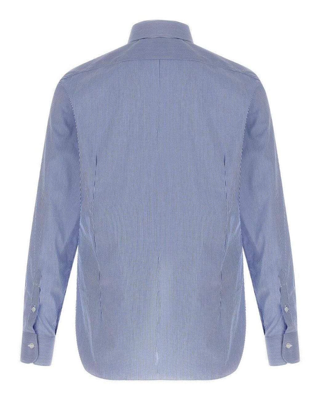 Barba Napoli Blue Striped Shirt for men