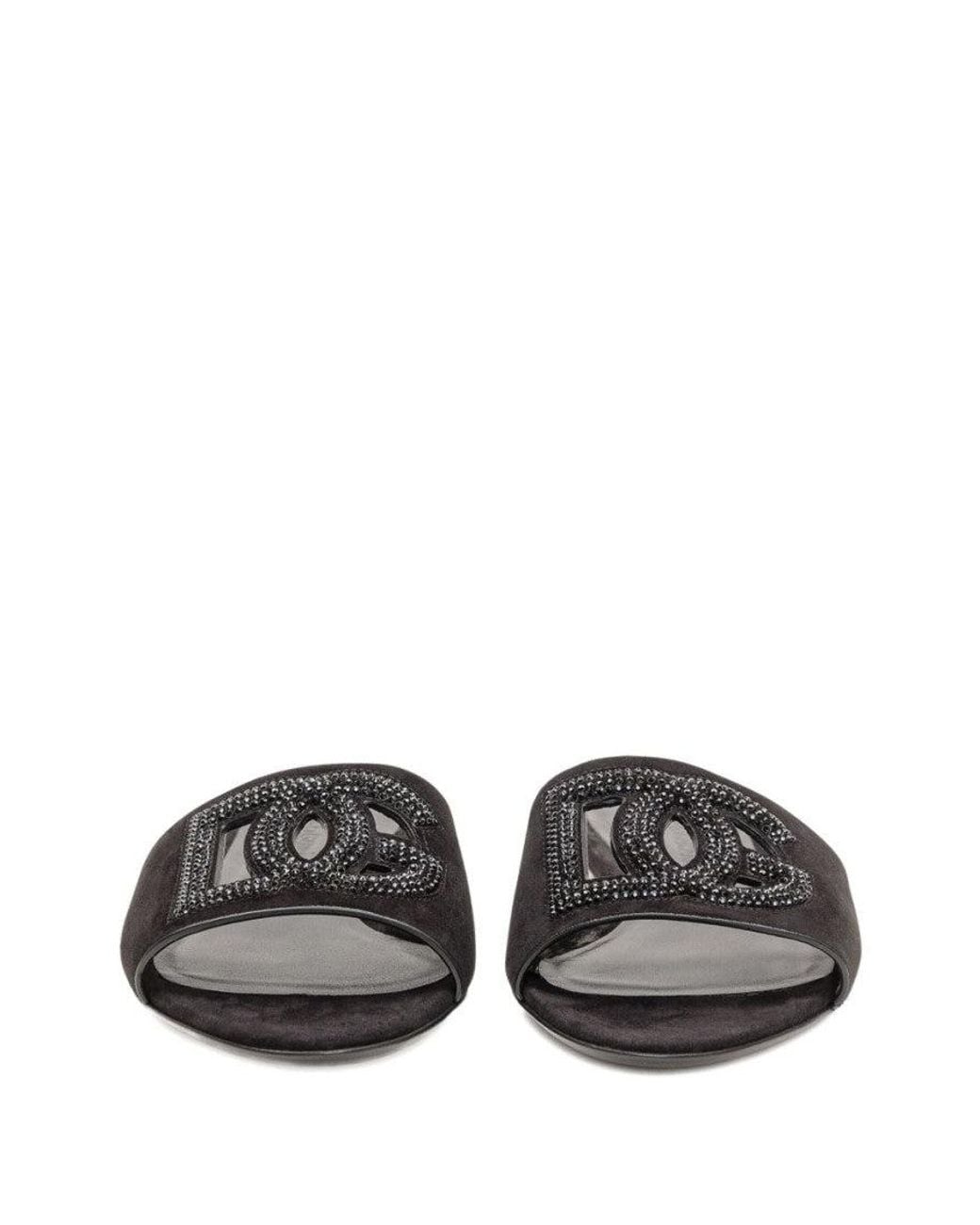 Dolce & Gabbana Black Logo Sandals