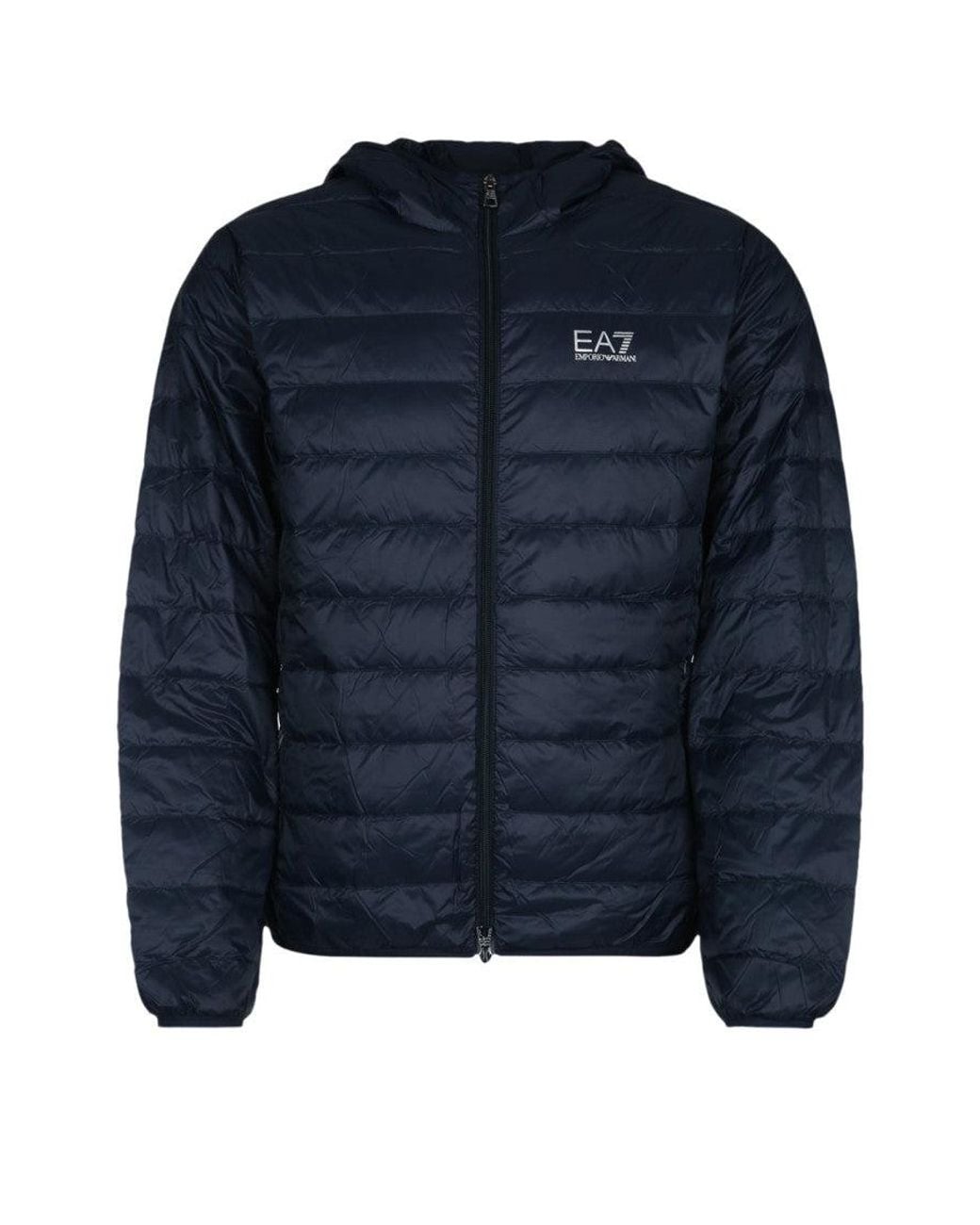 EA7 Blue Dark Logo Print Jacket for men