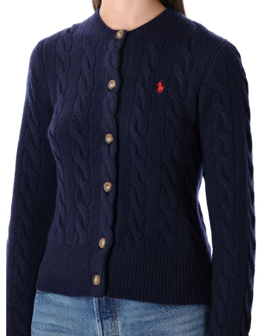 Polo Ralph Lauren Blue Knitted Crew Neck Cardigan