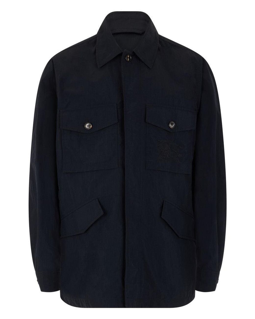 Burberry Blue Solid Shirt Collar Jacket for men