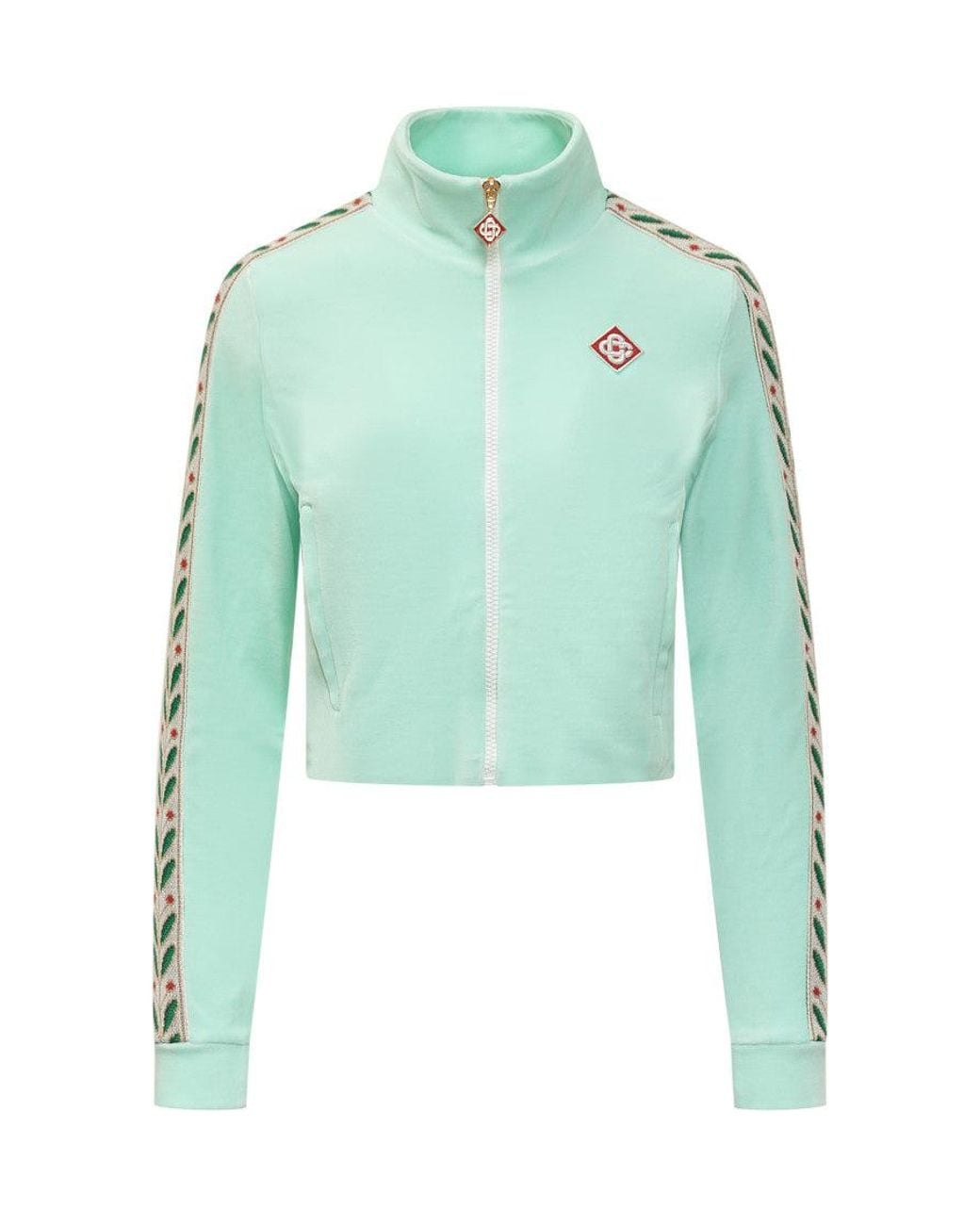 Casablanca Green Embroidered Mock Collar Sweatshirt